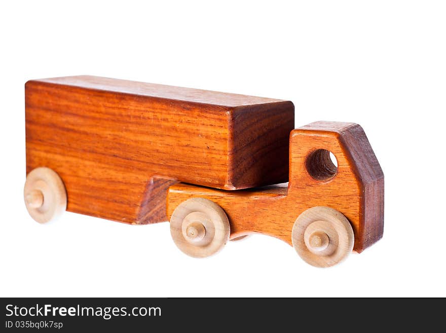 A funky retro wooden truck or semi-trailer. Isolated over white with clipping path.