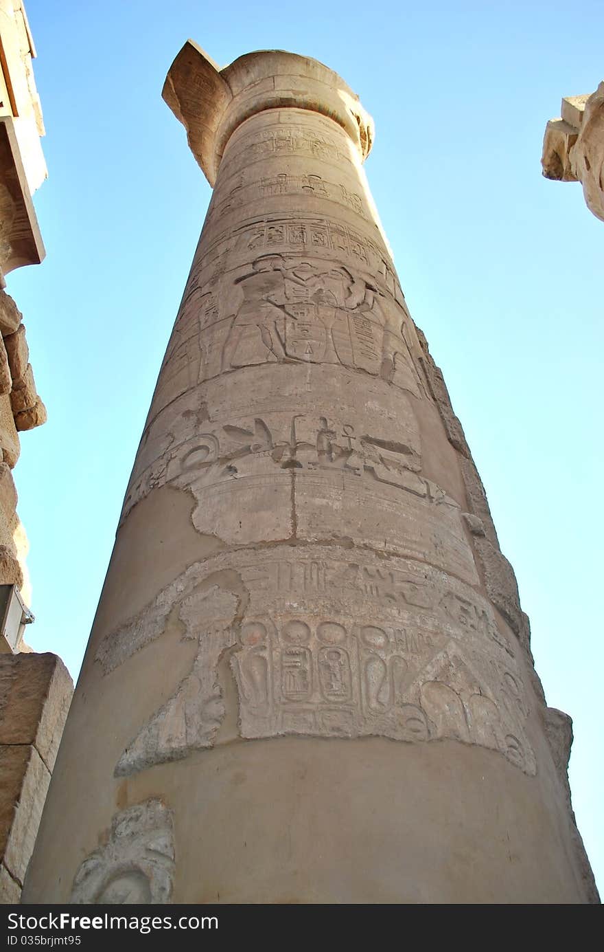 Stone pillars of Karnak temple in Egypt