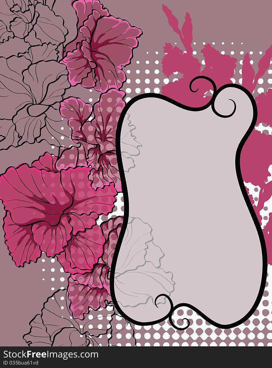 Abstract background with decorative flowers and frame