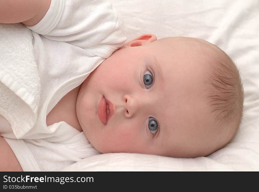 Portrait of a six month old baby boy