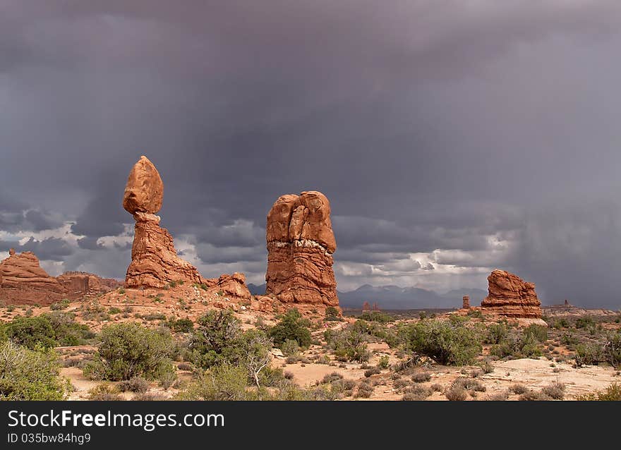 Strange rock formations at Arches National Park, USA