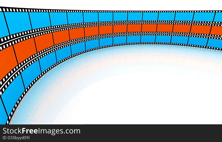 Colored film on white backgroung. Blue and orange. Colored film on white backgroung. Blue and orange