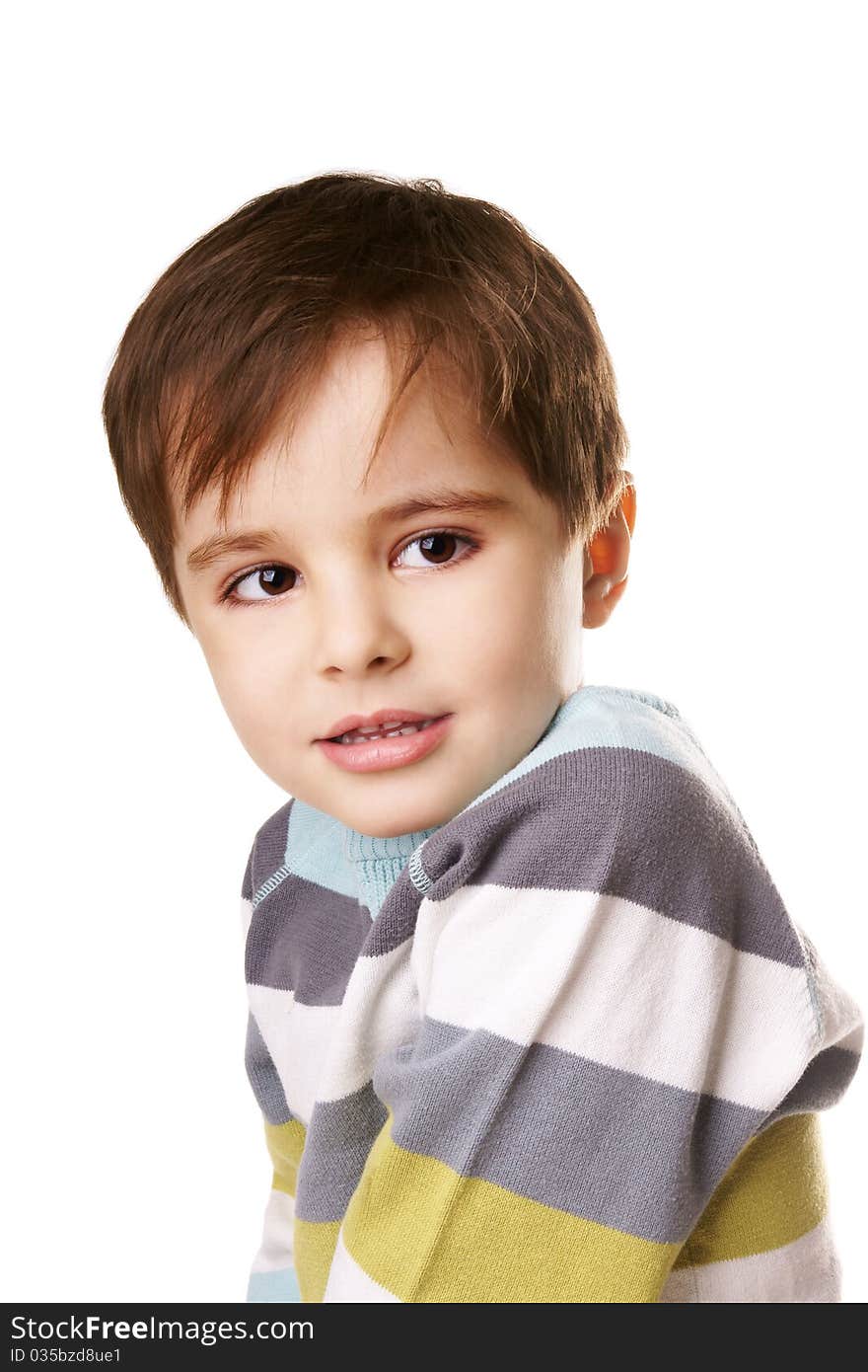 Portrait of cute smiling little boy isolated on white background. Portrait of cute smiling little boy isolated on white background