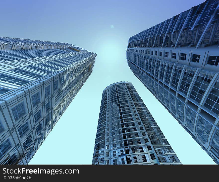 Modern building on a light background. Modern building on a light background