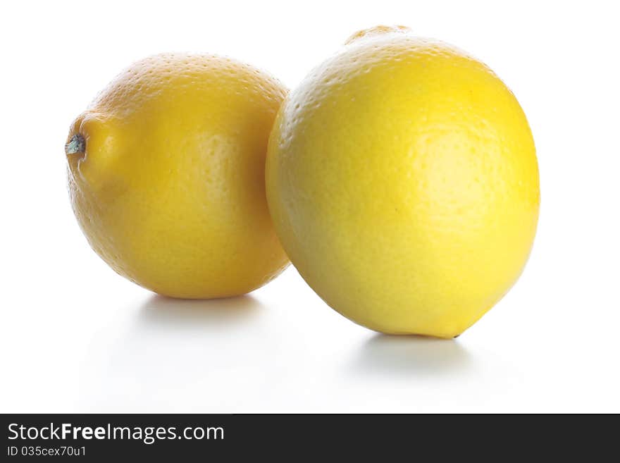 Isolated lemons on white backgrounds