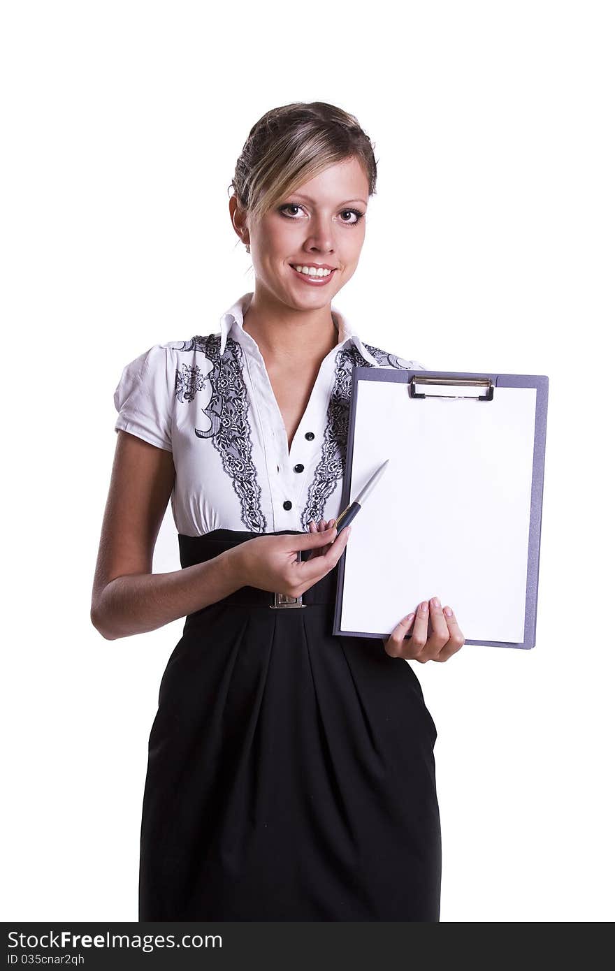 Businesswoman Pointing At Billboard.