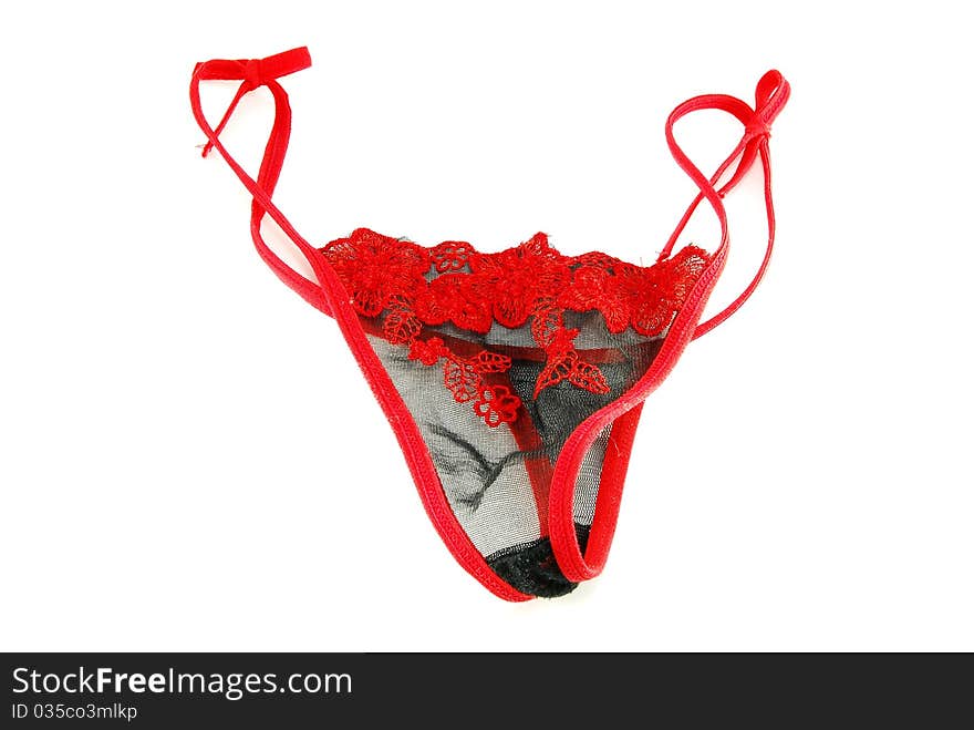 Black and red panties isolated on white