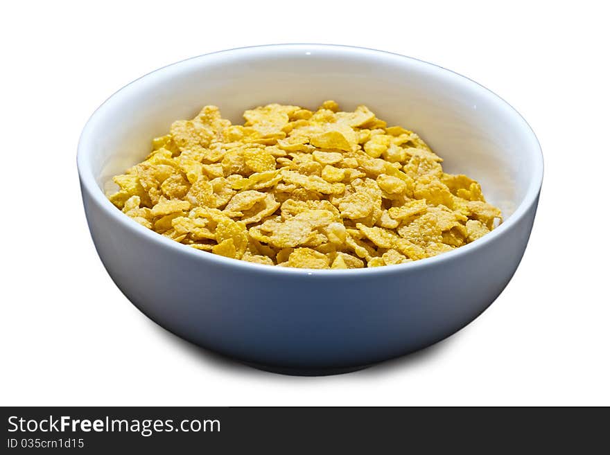Corn flakes in a bowl isolated