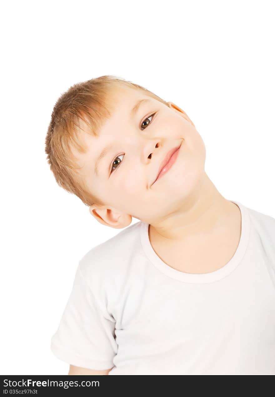 Pretty boy on a white background