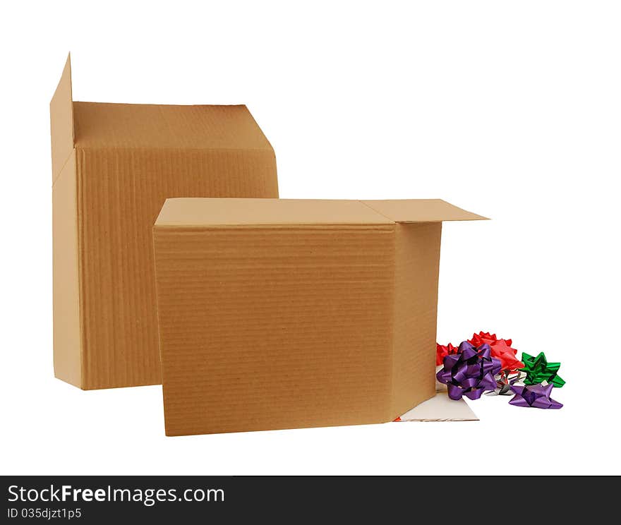 Vector illustration of cardboard boxes. Closed and open. Vector illustration of cardboard boxes. Closed and open