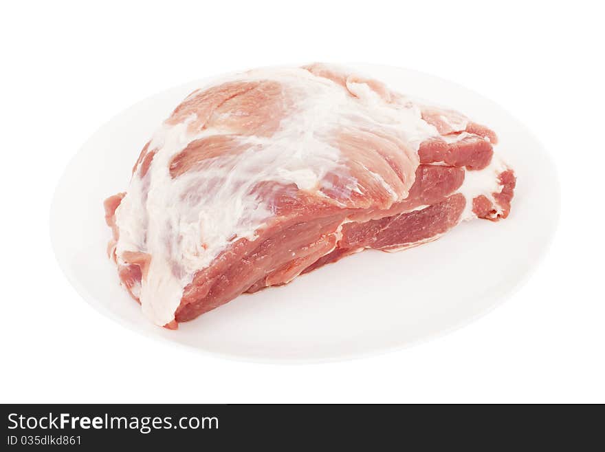 Crude meat closeup on a white backgrounds