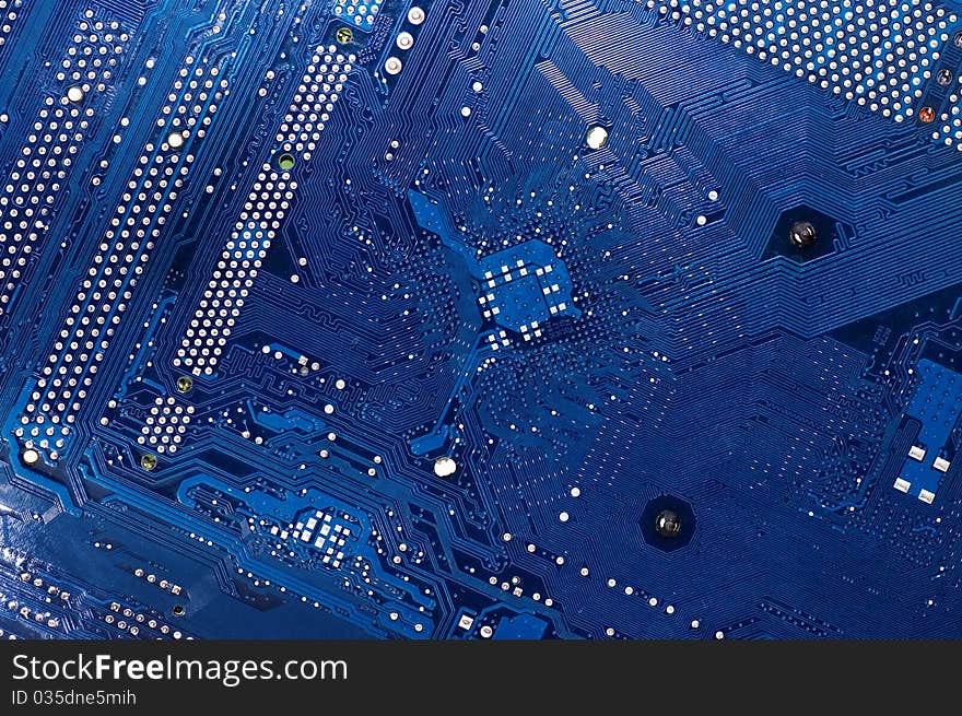 Computer circuit board in blue