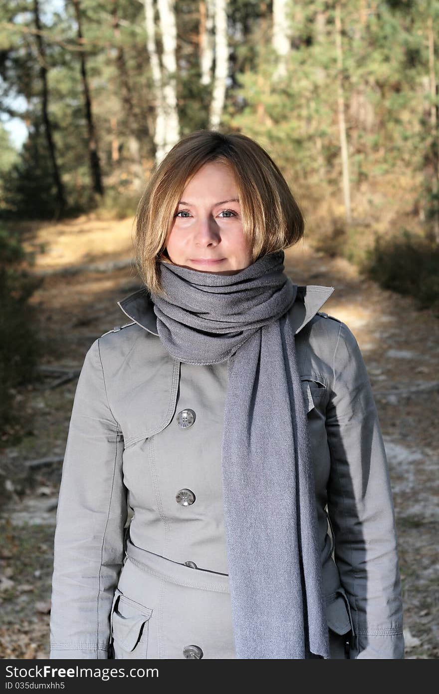 Woman on a walk in the forest