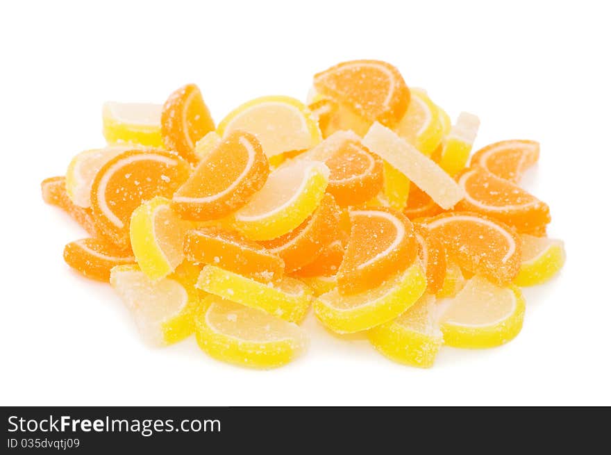 Fruit candy isolated on the white background