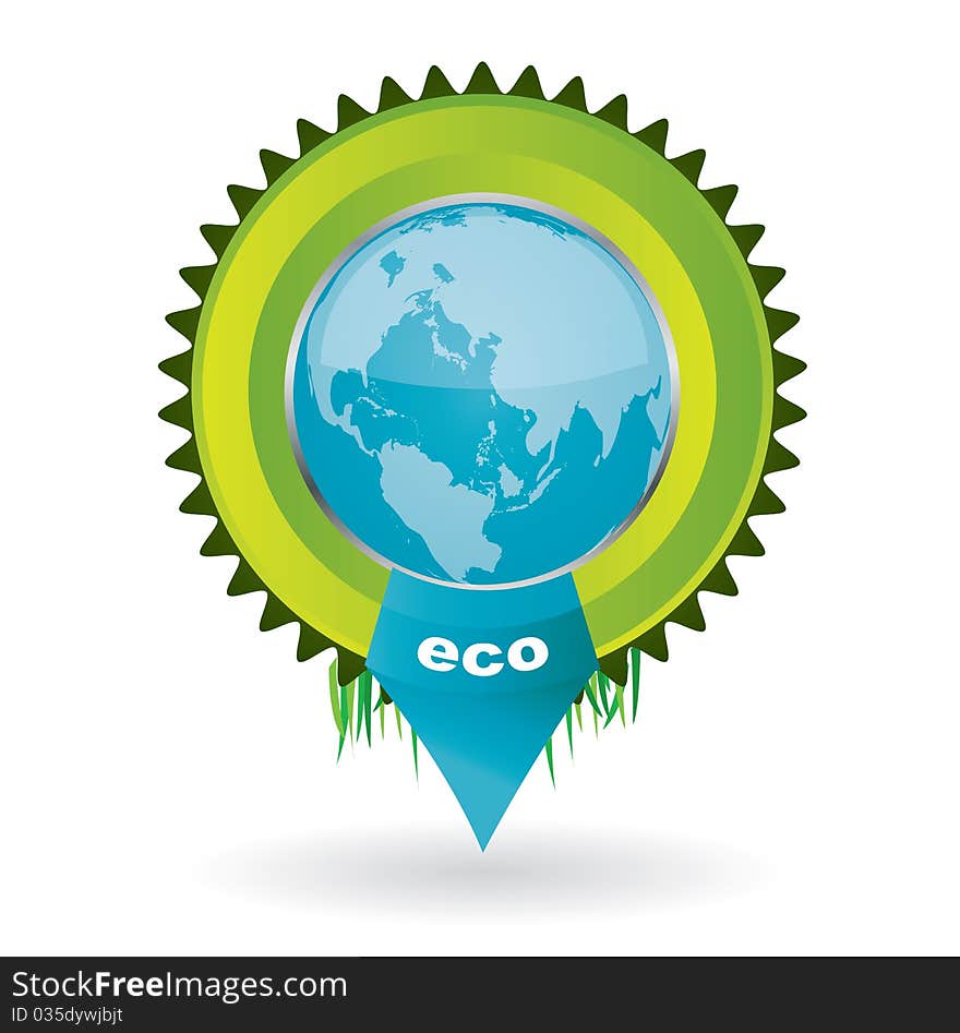 Editable environmental emblem with the globe in it. Editable environmental emblem with the globe in it