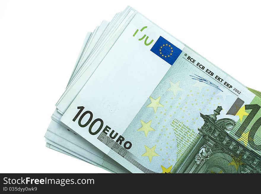 Stack of euro on white. Stack of euro on white