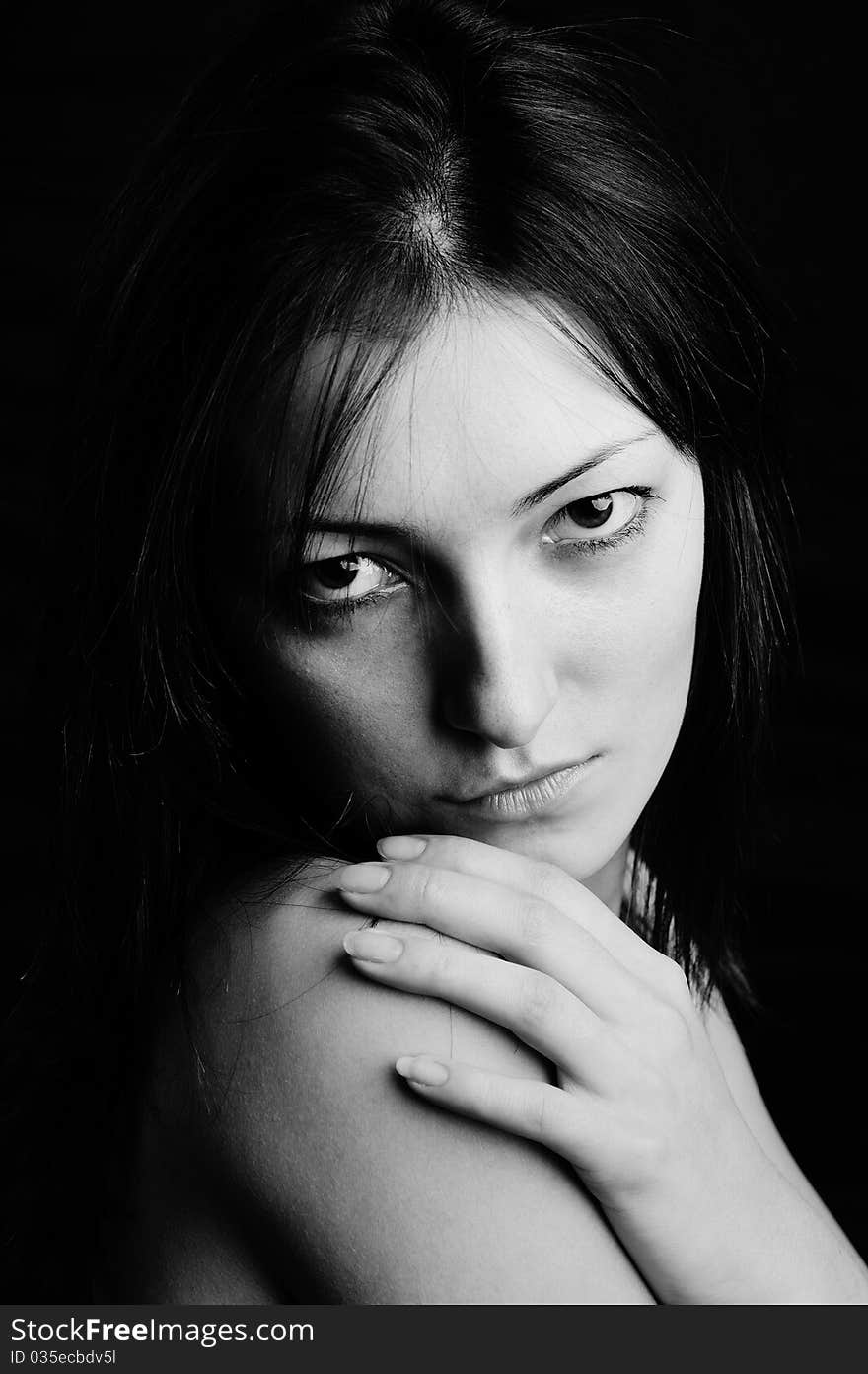 An image of a young beautiful woman (black and white). An image of a young beautiful woman (black and white)