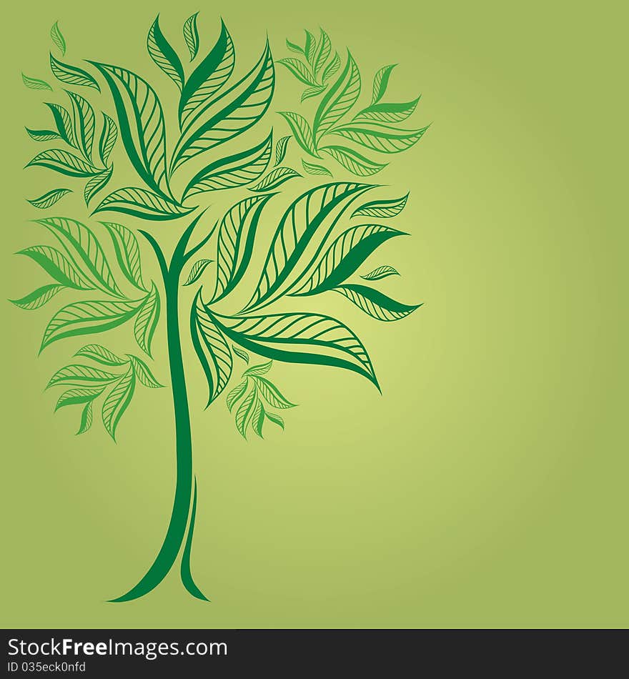 Design With Decorative Tree From Leafs