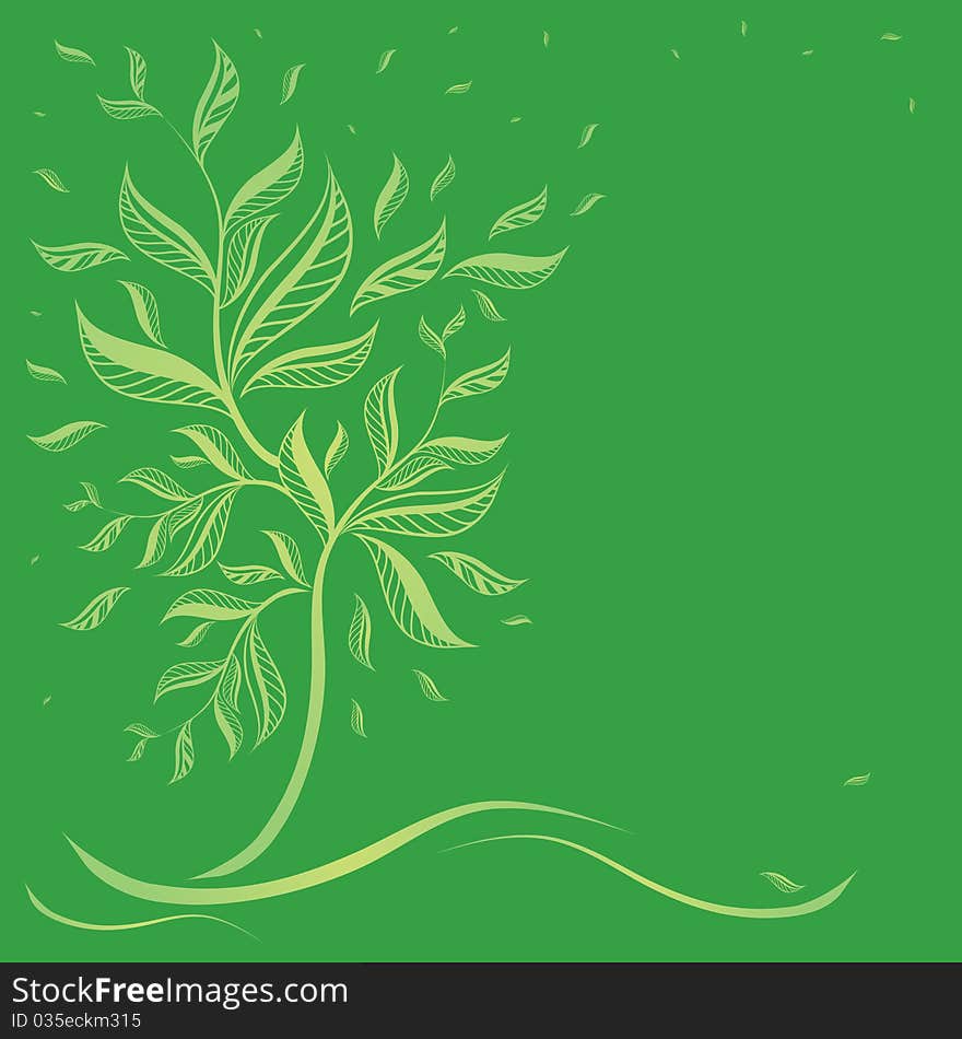 Design With Decorative Tree From Leafs