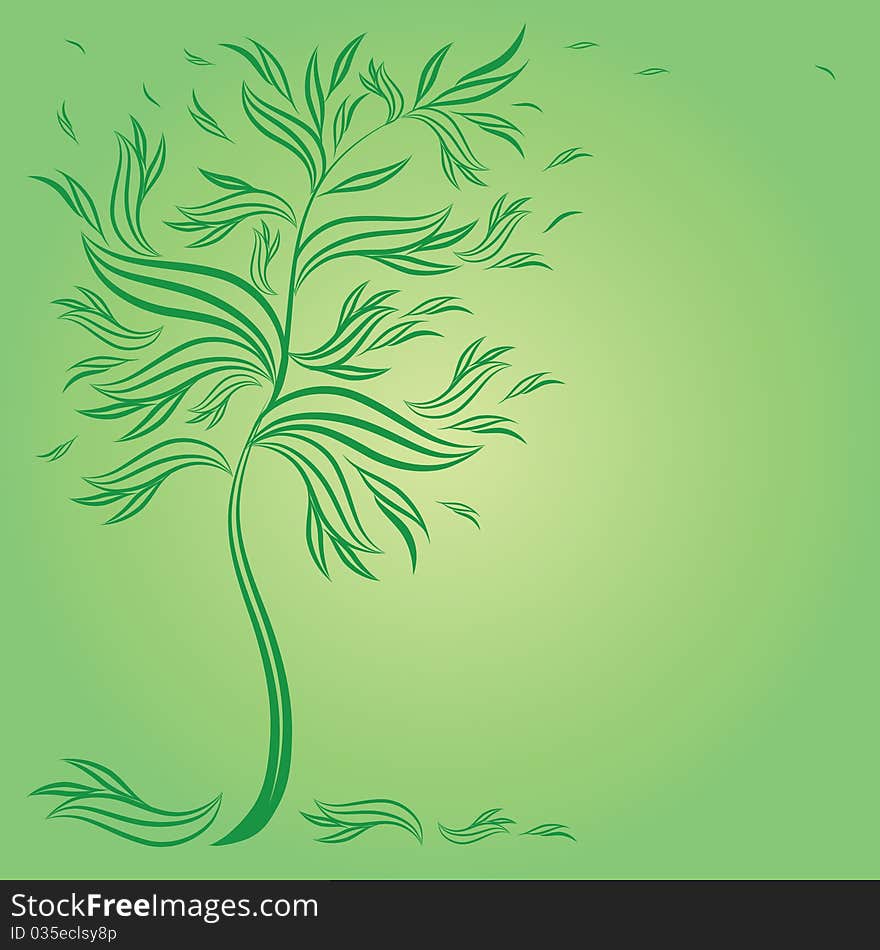 Design with decorative tree from leafs