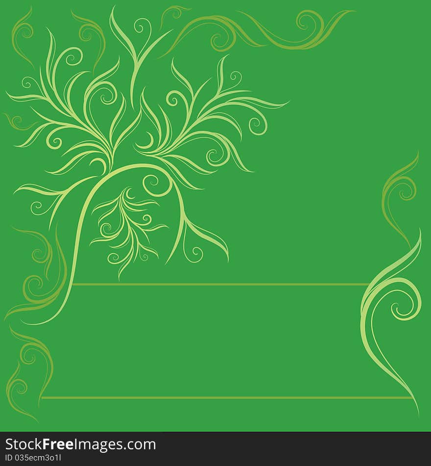 Vector sample of design with decorative tree from leafs and place for text.