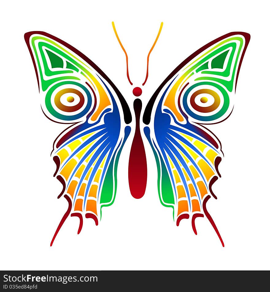 Colorful butterfly illustration isolated on white