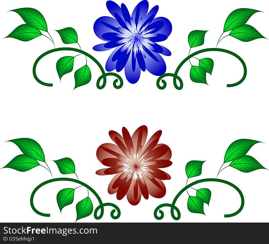 Two variants of a composition from a flower, leaves and stalks. Two variants of a composition from a flower, leaves and stalks.