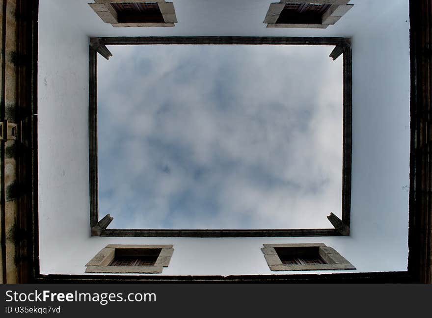 View of a typical Spanish medieval courtyard