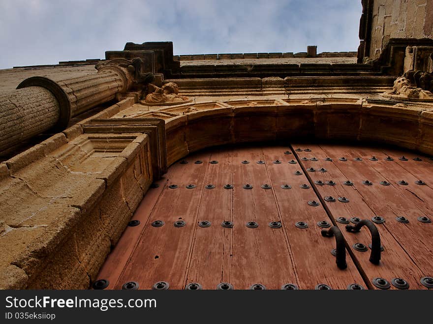 Door of San Mateo s church in Caceres, Spain