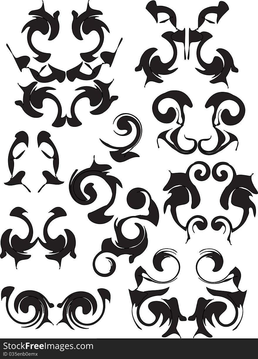 Mage of black stylized plant pattern. Mage of black stylized plant pattern