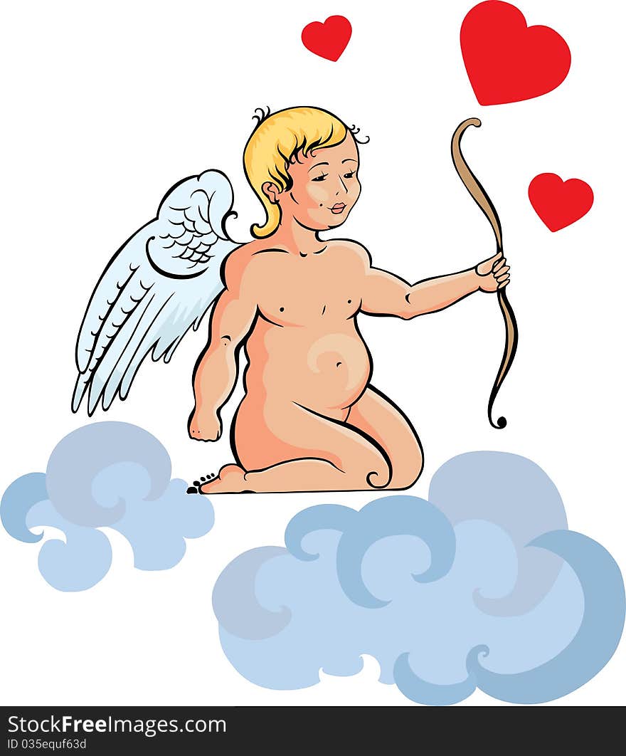 Vector illustration of cupid with an arrow