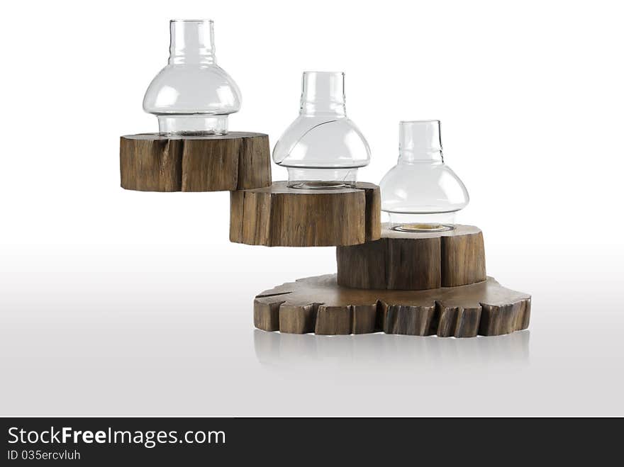 Three wood candleholder