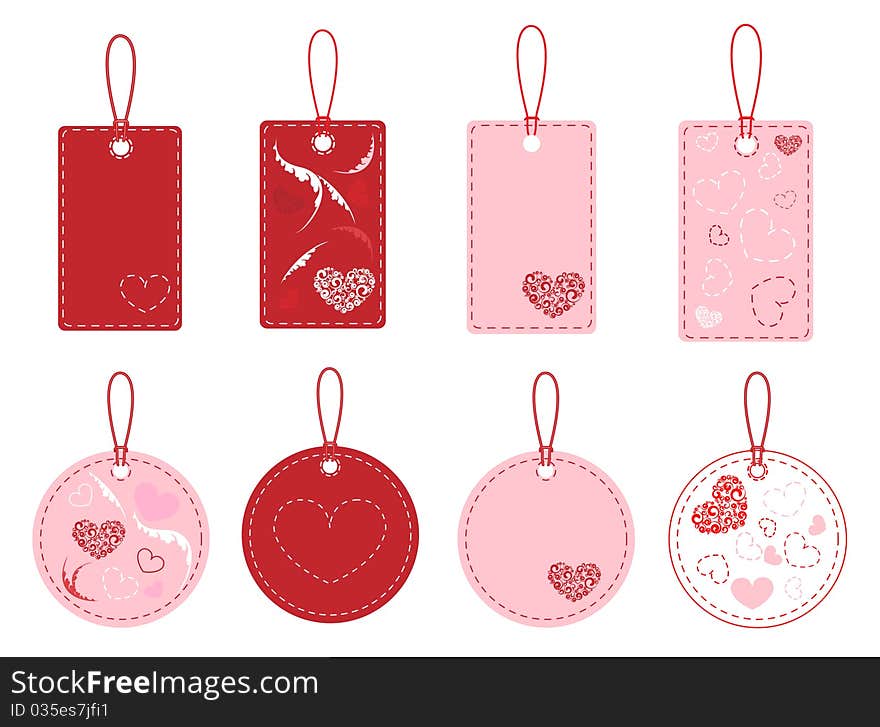 Set of tags with hearts. vector. Set of tags with hearts. vector.