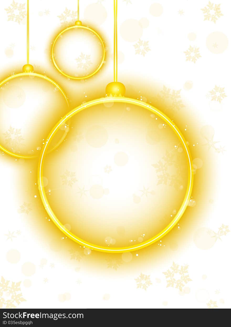 Golden Neon Christmas Ball on White Background. Golden Neon Christmas Ball on White Background