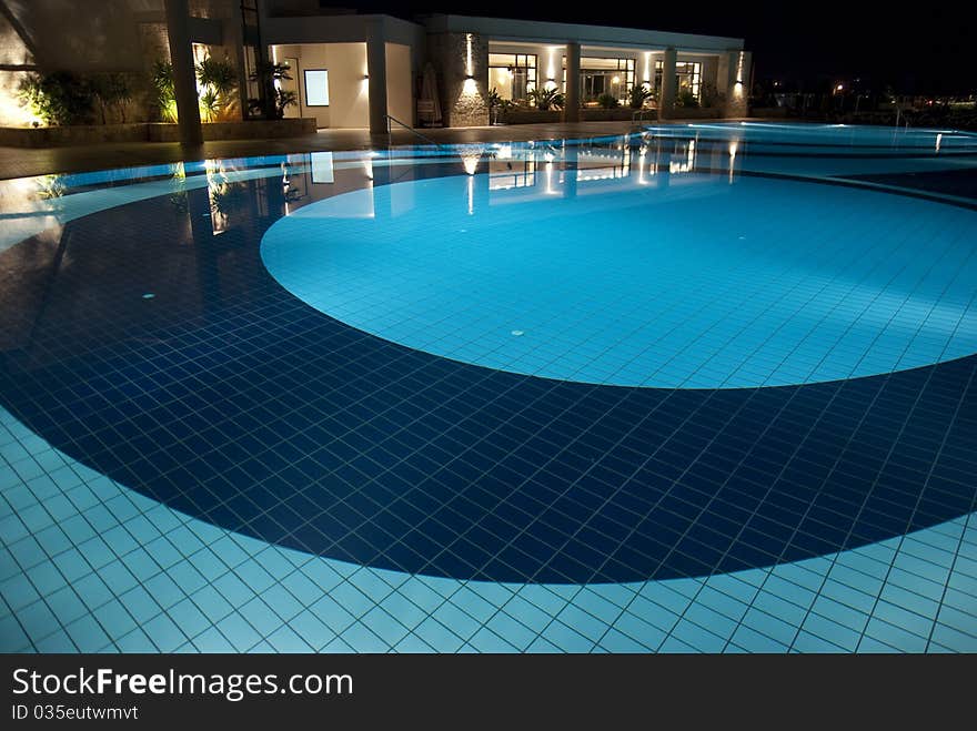 Pool at night with illumination inside