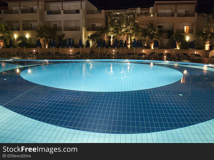 Pool at night with illumination inside