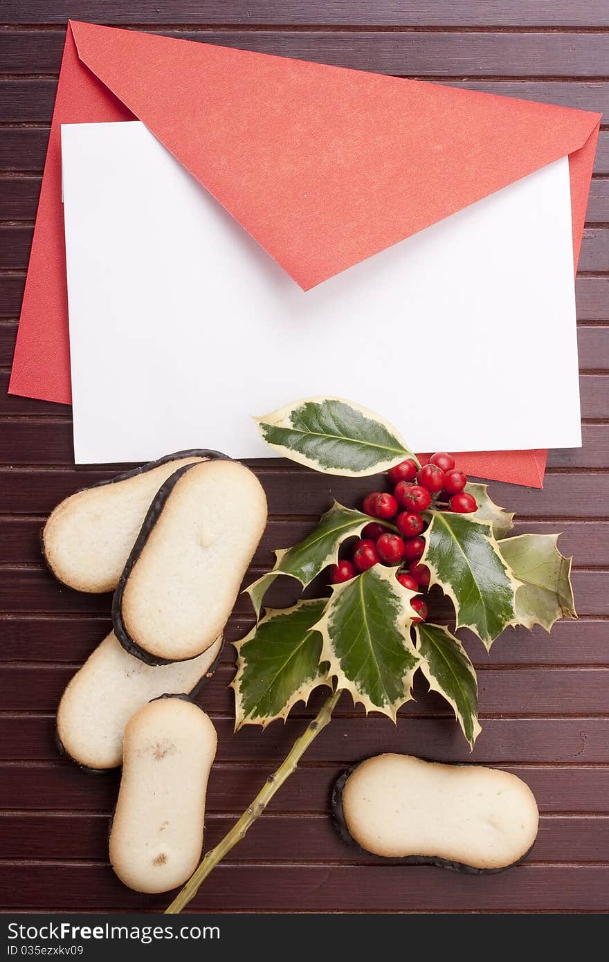 Letter to Santa Claus with cookies on a wooden background. Letter to Santa Claus with cookies on a wooden background.