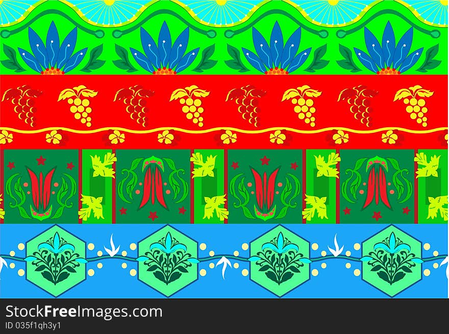 Borders for natural design. Bright colors of borders will perfectly decorate design. Borders for natural design. Bright colors of borders will perfectly decorate design