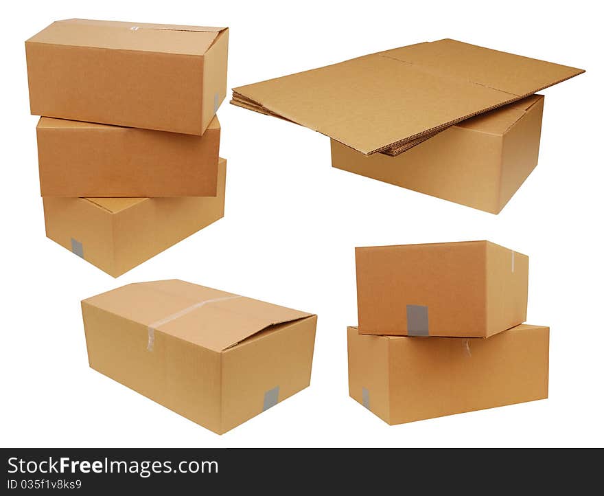 Set of vector cardboard boxes. Set of vector cardboard boxes