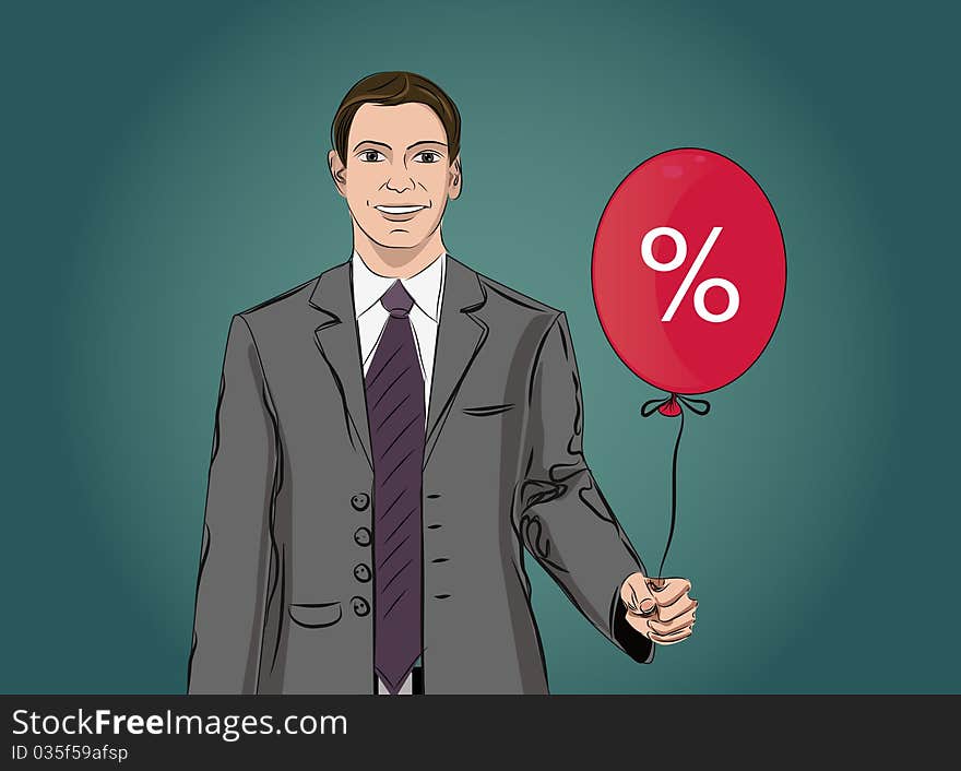 Businesmen with red ball. Vector drawing illustration. Businesmen with red ball. Vector drawing illustration