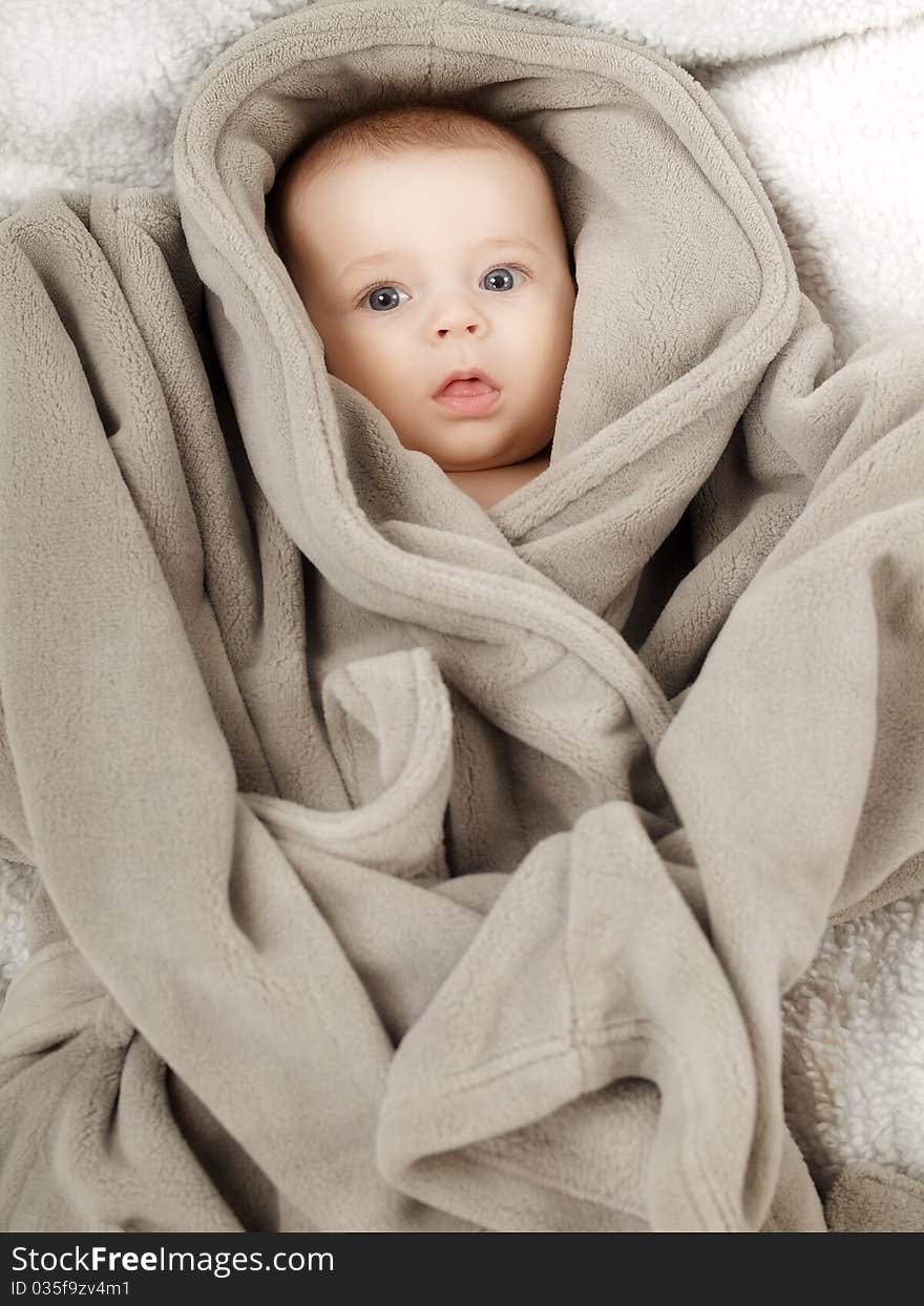 Studio portrait baby on white background. Studio portrait baby on white background