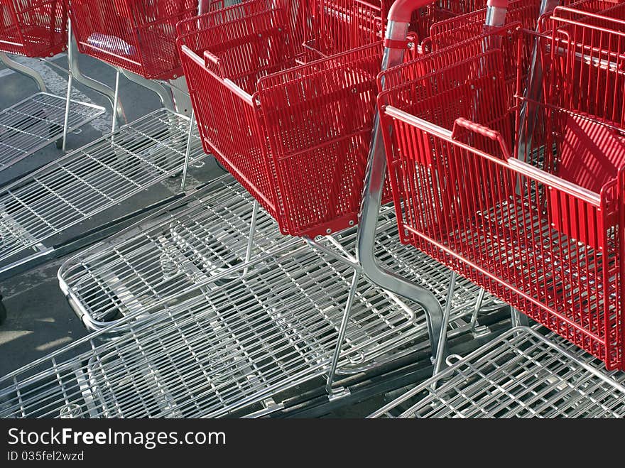 Red and chrome shopping carts