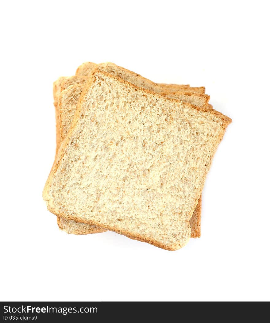 Whole wheat bread on white background