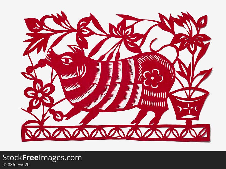 Paper-cut art of a pig