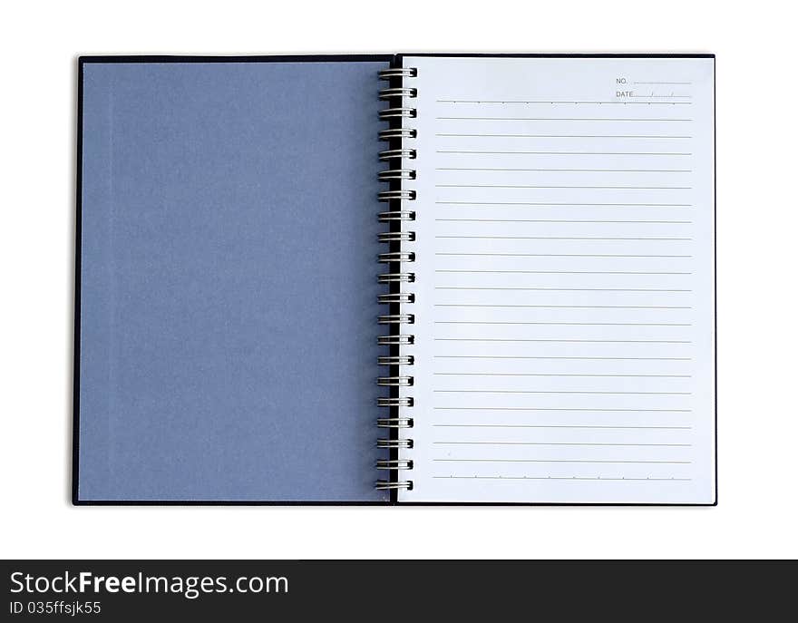 Blank notebook on white background