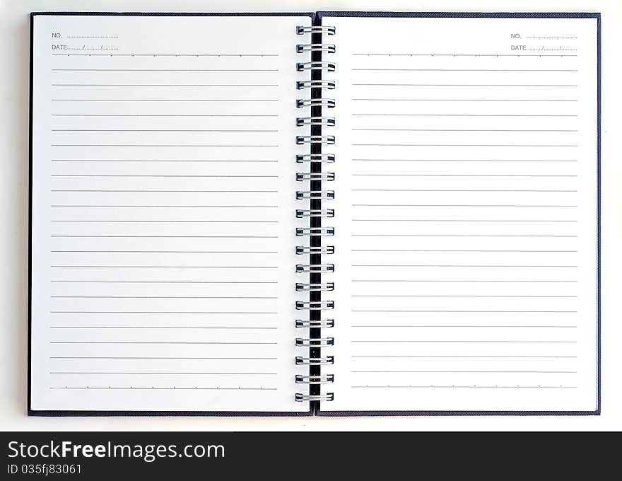 Blank notebook on white background