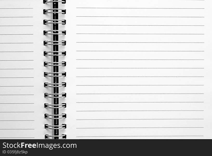 Blank notebook on white background