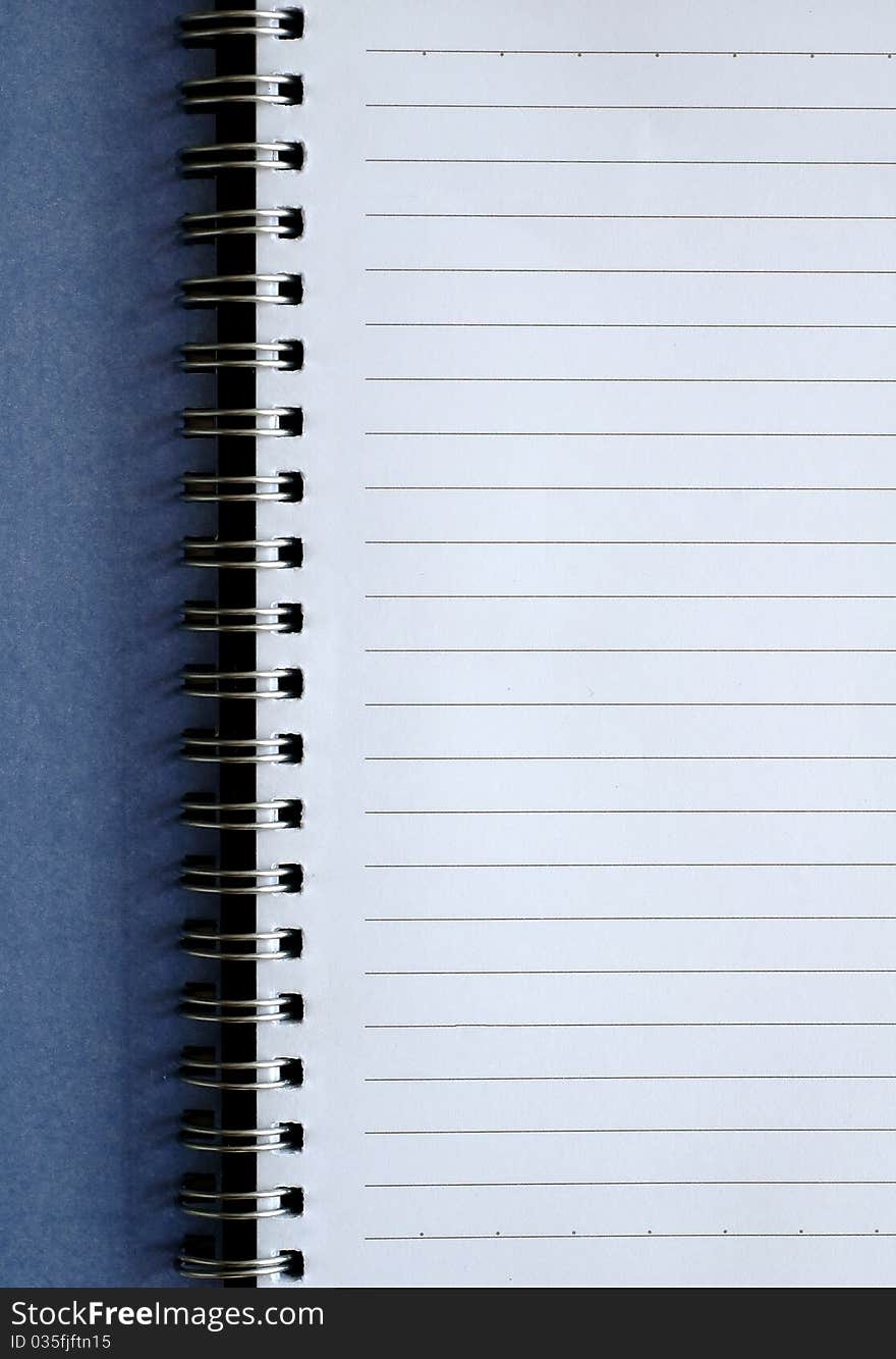 Blank notebook on white background