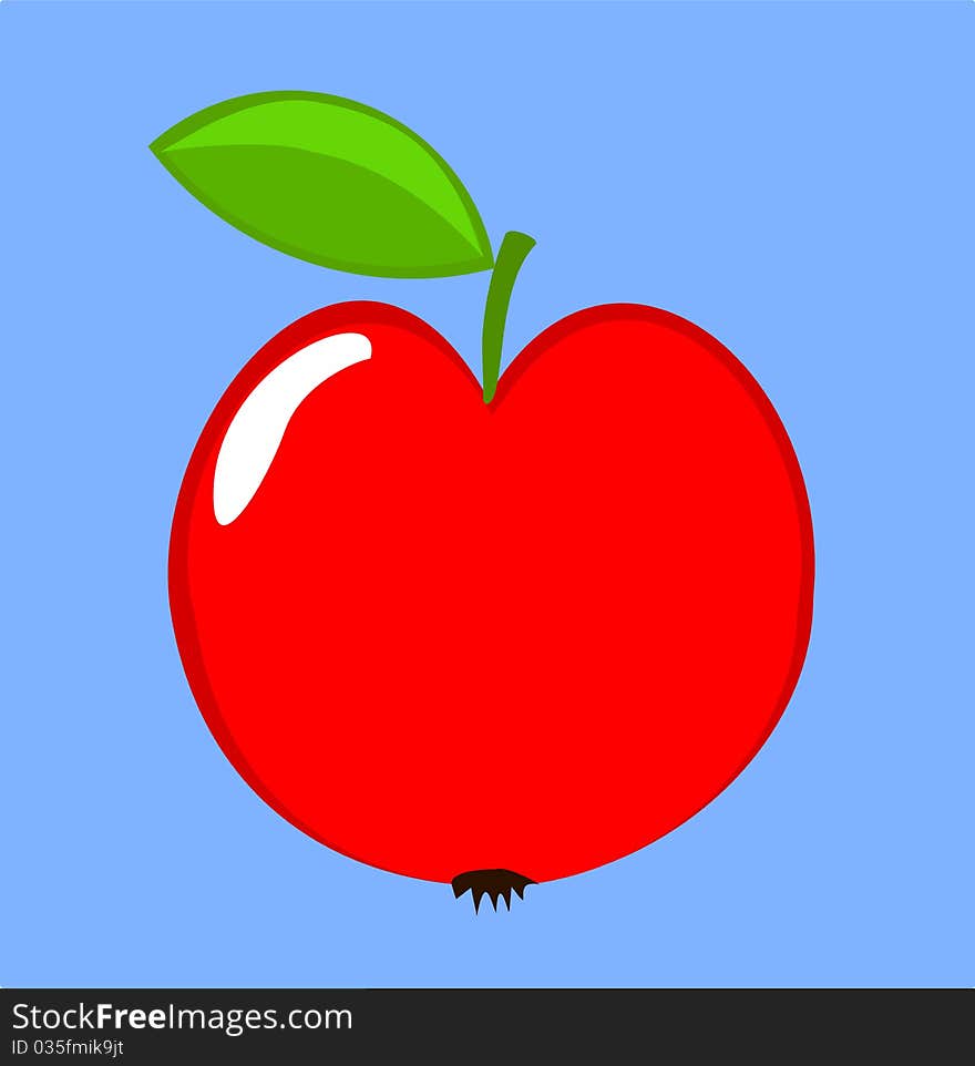 Red whole apple on sky background illustration. Red whole apple on sky background illustration