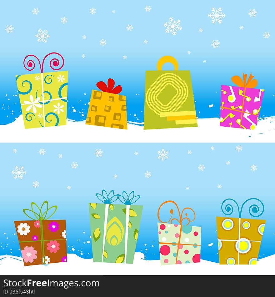 vector set of gift box background. vector set of gift box background